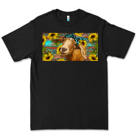 Black Goat with sunflowers and leopard Premium Tee - RanaPortraitStore