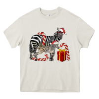 Cream Christmas Zebra Baby And Mama Heavy Core Tee - LillyAllenDesigns