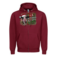 Burgundy merry christmas Zipper Hoodie - SublimationCraftShop