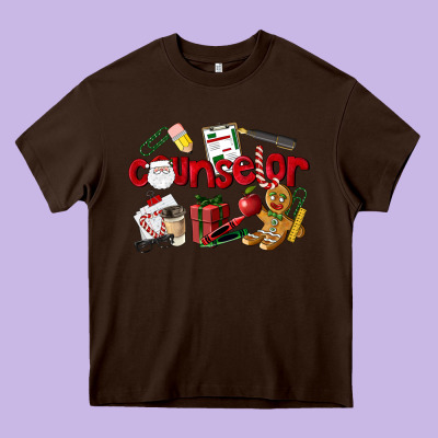 Counselor Christmas Heavy Core Tee Designed By Lillyallendesigns