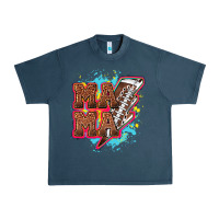 Midnight Navy Mama Football lightning bolt Urban Heavy Tee - HowdyJamesFarm