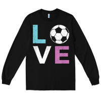 Black Soccer Gift for Girls Women I Love Soccer Vintage Long Sleeve Tee - minhPixels