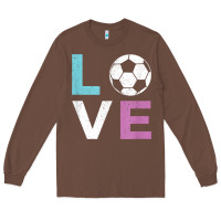Chestnut Soccer Gift for Girls Women I Love Soccer Vintage Long Sleeve Tee - minhPixels