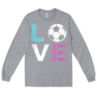Heather Grey Soccer Gift for Girls Women I Love Soccer Vintage Long Sleeve Tee - minhPixels