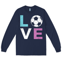 Soccer Gift For Girls Women I Love Soccer Vintage Long Sleeve Tee | Teevron