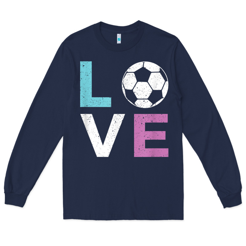 Soccer Gift For Girls Women I Love Soccer Vintage Long Sleeve Tee by minhPixels | Teevron