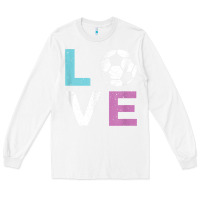 White Soccer Gift for Girls Women I Love Soccer Vintage Long Sleeve Tee - minhPixels