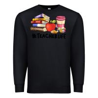 Black teacher life with books  pen and coffee Premium Sweatshirt - Artiststas