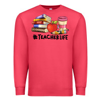 Cardinal teacher life with books  pen and coffee Premium Sweatshirt - Artiststas