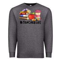 Charcoal Heather teacher life with books  pen and coffee Premium Sweatshirt - Artiststas