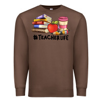 Chestnut teacher life with books  pen and coffee Premium Sweatshirt - Artiststas