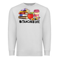 Dove Grey teacher life with books  pen and coffee Premium Sweatshirt - Artiststas