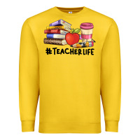 Lemon teacher life with books  pen and coffee Premium Sweatshirt - Artiststas