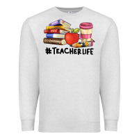 Oatmeal Heather teacher life with books  pen and coffee Premium Sweatshirt - Artiststas