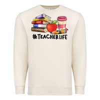 Sandshell teacher life with books  pen and coffee Premium Sweatshirt - Artiststas