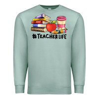 Seafoam teacher life with books  pen and coffee Premium Sweatshirt - Artiststas