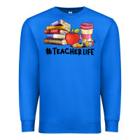 True Royal teacher life with books  pen and coffee Premium Sweatshirt - Artiststas