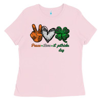 Bubblegum Pink peace love st patrick's day Ladies Tee - Bettercallsaul