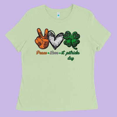 Peace Love St Patrick's Day Ladies Tee Designed By Bettercallsaul