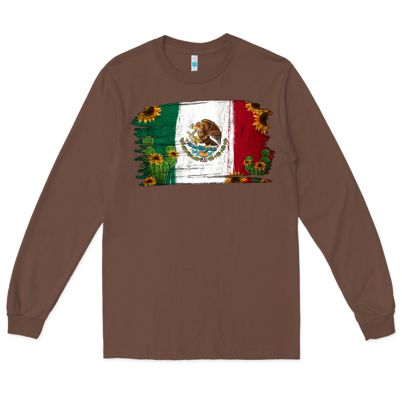 Cactus Sunflower Mexican Flag Long Sleeve Tee by Jasminsmagicworld | Teevron