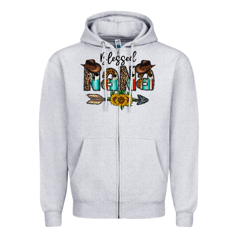 Blessed Nana Zipper Hoodie by CowhideDigitalArt | Teevron
