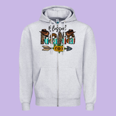 Blessed Nana Zipper Hoodie Designed By Cowhidedigitalart