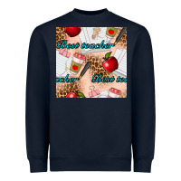 Navy Best Teacher Seamless Pattern Heavyweight Sweatshirt - BundleAndBundleShop