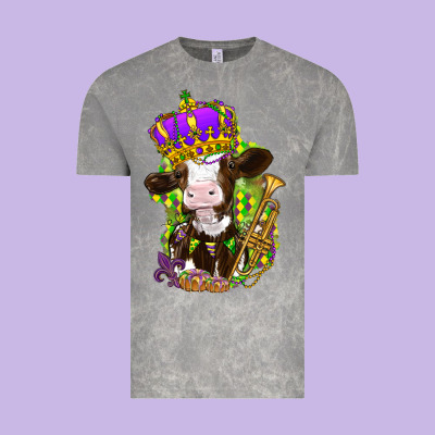 Mardi Gras Cow Vintage Tee Designed By Howdyjamesfarm