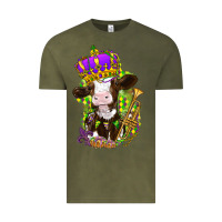 Vintage Olive Mardi Gras Cow Vintage Tee - HowdyJamesFarm