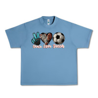 Pebble Blue Peace love Soccer Urban Heavy Tee - HowdyJamesFarm