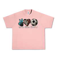 Salmon Peace love Soccer Urban Heavy Tee - HowdyJamesFarm