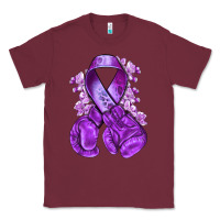 Burgundy purple ribbon with boxing gloves Classic Tee - NancyCooperArtShop