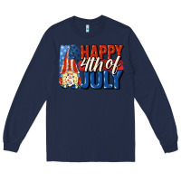 Navy Happy 4th of july gnome Long Sleeve Tee - CowGirlArtShop