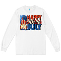White Happy 4th of july gnome Long Sleeve Tee - CowGirlArtShop