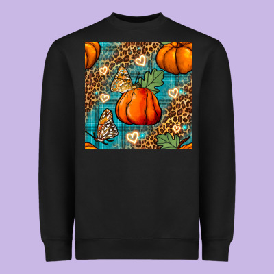 Pumpkin And Butterfly Seamless Pattern Heavyweight Sweatshirt Designed By Bundleandbundleshop