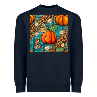 Navy pumpkin and butterfly seamless pattern Heavyweight Sweatshirt - BundleAndBundleShop