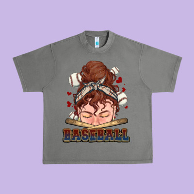 Messy Bun Baseball Urban Heavy Tee Designed By Howdyjamesfarm