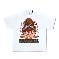 White Messy bun Baseball Urban Heavy Tee - HowdyJamesFarm