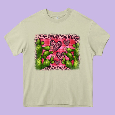 Valentine's Day Cactus Background Heavy Core Tee Designed By Jahusdesignshop
