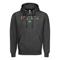 Charcoal Heather blessed teacher Zipper Hoodie - CowhideDigitalArt