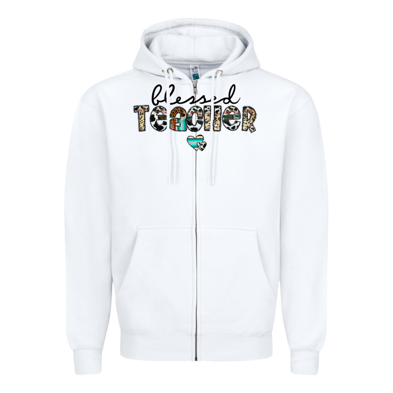 Blessed Teacher Zipper Hoodie by CowhideDigitalArt | Teevron