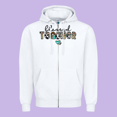 Blessed Teacher Zipper Hoodie Designed By Cowhidedigitalart