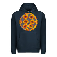 Navy african fabric pattern round earrings 4 Premium Hoodie - BundleAndBundleShop