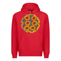 Red african fabric pattern round earrings 4 Premium Hoodie - BundleAndBundleShop