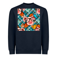 Navy fall pig seamless pattern Heavyweight Sweatshirt - BundleAndBundleShop
