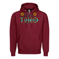 Burgundy mama tried Zipper Hoodie - CowhideDigitalArt