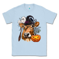 Dusty Blue Boo Heifer Cow Halloween Classic Tee - texasbilliewilder