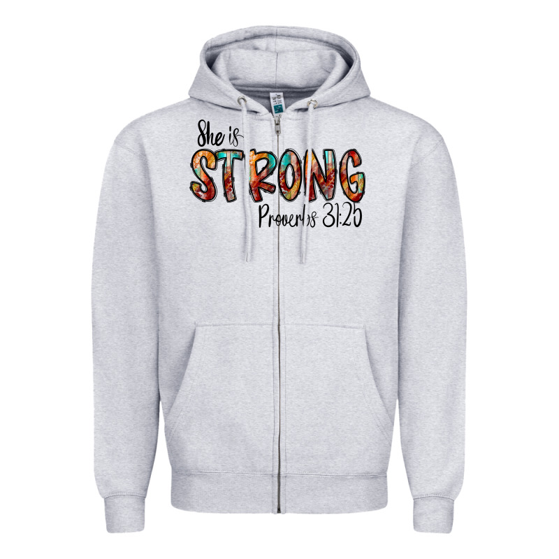 She Is Strong Provebs Zipper Hoodie by CowhideDigitalArt | Teevron