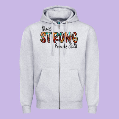 She Is Strong Provebs Zipper Hoodie Designed By Cowhidedigitalart