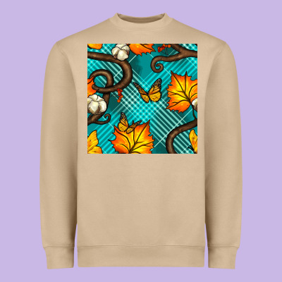 Autumn Leaves Seamless Pattern Heavyweight Sweatshirt Designed By Bundleandbundleshop